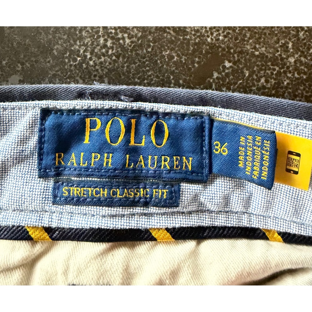 Polo Ralph Lauren Mens 36 Navy Blue Black Pony Stretch Classic Fit Chino Shorts - Picture 4 of 8